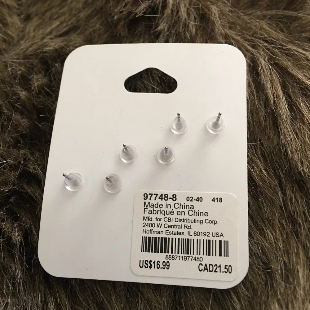 Claire’s set of three cubic zirconia earrings NWT